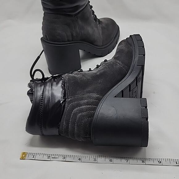 MARC FISHER VELIMA BLACK LUG SOLE HIKING BOOTIES SUEDE LADIES SIZE 6.5 NWOB - Picture 11 of 16